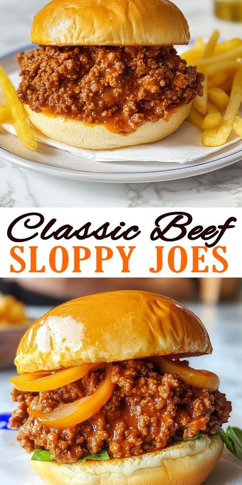 Get ready to indulge in the ultimate comfort food with these Classic Sloppy Joes! This easy, flavorful recipe is perfect for busy weeknights or casual gatherings. 👉 Don’t wait! Save this Classic Sloppy Joes recipe to your boards and treat your family to a fun and flavorful dinner tonight! #SloppyJoes #ComfortFood #QuickMeals #EasyRecipes #FamilyDinner #GroundBeefRecipes #FoodieFavorites #WeeknightDinner #YummyEats #InstaFood #DeliciousRecipes Best Sloppy Joes, Sloppy Joe Recipe Easy, Homemade Sloppy Joe Recipe, Sloppy Joes Easy, Sloppy Joe Recipe, Inexpensive Dinners, Homemade Sloppy Joes, Dinner Favorites, Joe Recipe