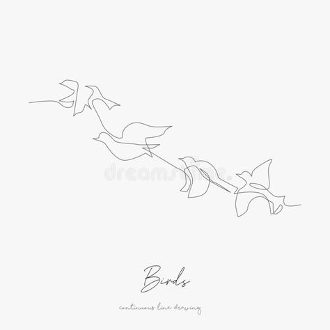 Birds Line Art, One Line Drawing Bird, One Line Bird Tattoo, Bird Tattoo Simple, Sketch Bird, Hand Drawing Sketch, Bird Line Drawing, Continuous Line Tattoo, Simple Vector Illustration