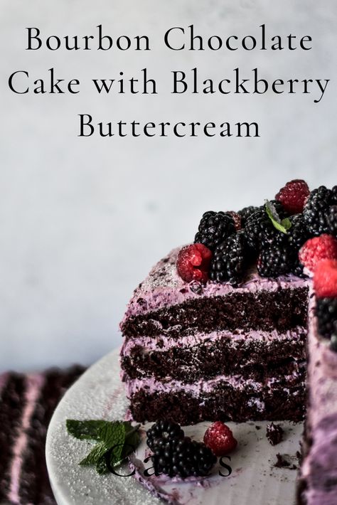 Recipes By Lili, Bourbon Chocolate Cake, Chocolate Bourbon Cake, Blackberry Buttercream, Bourbon Cake, Pelo Chocolate, Bourbon Chocolate, Chocolate Bourbon, Think Food