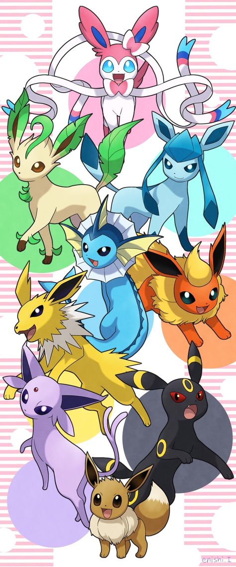 Eevee Wallpaper Aesthetic, Eevee Evolutions Art, Eeveelution Wallpaper, Evee Evolution Art, Pokemon Eevee Wallpaper, Eevee Evolutions Wallpaper, Eve Evolutions, Pokemon Autumn, Eeveelutions Wallpaper