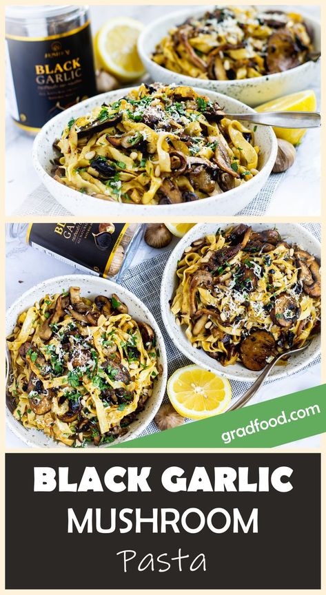 Garlic Dinner Recipes, Garlic Mushroom Pasta, Different Types Of Mushrooms, Types Of Mushrooms, Healthy Eating Meal Plan, Pasta Noodle Recipe, Black Garlic, Garlic Pasta, Mushroom Pasta