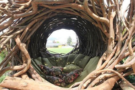 Human Nests by Jayson Fann | Cuded Nest Bed, Bird Nest, Land Art, Functional Art, Big Sur, Wood Sculpture, My Dream Home, Garden Inspiration, Outdoor Bed