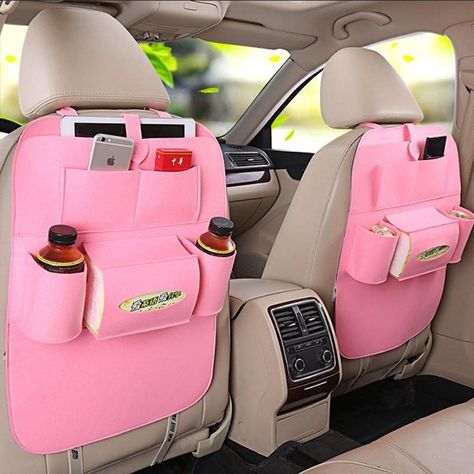 These car organization essentials are a must for summer road trips. Back Seat Organizer, Car Organizers, Girly Car Accessories, Car Back Seat, Girly Car, Car Essentials, Cute Car Accessories, Car Hacks, Pink Car