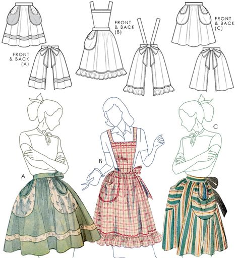 Dress Apron Pattern, Apron Pattern Sewing, Simple Apron Pattern Diy, Skirt Apron Pattern, Vintage Style Sewing Patterns, Cottagecore Apron Pattern, Easy Apron Pattern Free Simple, Frilly Apron Pattern, Half Apron Sewing Pattern