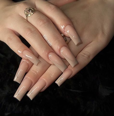 Rounded French Manicure, Nude Baddie Nails, Classy Baddie, Long Square Nails, Latest Nail Trends, Nude Nail Designs, Baddie Nails, Work Nails, Casual Nails