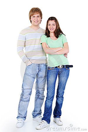 Young happy loving couple standing together Two People Standing Next To Each Other, Two People Standing Together, Couple Standing Poses, Couple Standing Together, Two People Standing, Crazy Poses, People Holding Hands, Couple Poses Reference, Pen Store