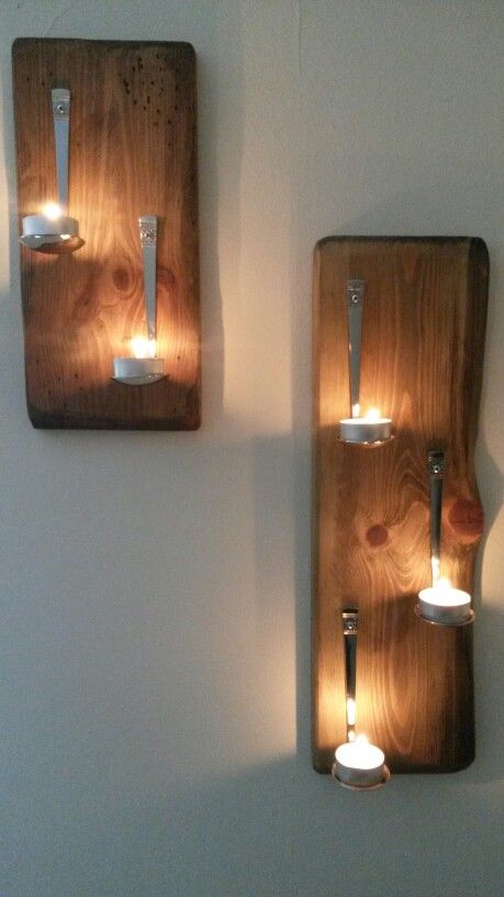 Diy Wall Candle Holders, Wall Candle Holders Diy, Spoon Candle Holder, Hanging Sconces, Home Lanterns, Candle Holder Crafts, شرم الشيخ, House Lamp, Candle Crafts Diy