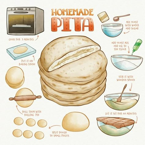 Recipe Drawing Food Illustrations, Homemade Bread Recipe, Homemade Recipe Books, Recipe Book Diy, Homemade Cookbook, Recipe Drawing, Bread Homemade, Food Doodles, Food Infographic