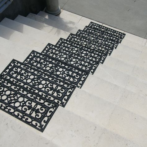 Stair Mats – Regal Rubber Stair Treads, Rolled Rubber Flooring, Outside Steps, Gray Stairs, House Improvement, Tile Steps, Black Stairs, Staircase Makeover, Stair Mats