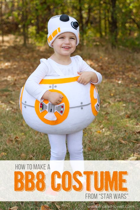 How to make a "BB8" STAR WARS Costume! | via makeit-loveit.com Baby Costumes Boy, Bb8 Costume, Halloween Costume Awards, Funny Baby Costumes, Bb8 Star Wars, Boys Halloween Costumes Diy, Original Halloween Costumes, Handmade Halloween Costumes, Spider Costume