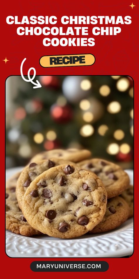 These Classic Christmas Chocolate Chip Cookies are the perfect holiday treat! Soft, chewy, and full of gooey chocolate chips—sure to make your Christmas extra sweet. #HolidayBaking #ChocolateChipCookies #ChristmasTreats #BakingJoy Christmas Chocolate Chip Cookies, Classic Chocolate Chip Cookies, A Glass Of Milk, Christmas Chocolate, Cookies Recipes Chocolate Chip, Chocolate Chip Cookie, Vegetarian Chocolate, Holiday Baking, Holiday Treats