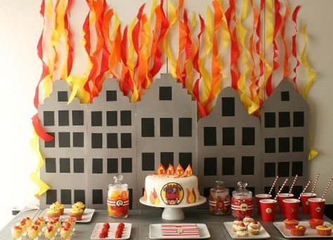 Fireman Sam Birthday Party, Truck Theme Birthday, Fireman Party, Firetruck Birthday Party, Fire Truck Party, Firefighter Party, Fireman Birthday, Firefighter Birthday, Party Quotes