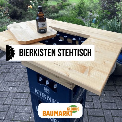 Bierkasten Stehtisch selber bauen Palette Bar, Cafe Bar, Outdoor Garden, Outdoor Kitchen, Party Time, Wood Crafts, Home Art, Home Diy, Garage