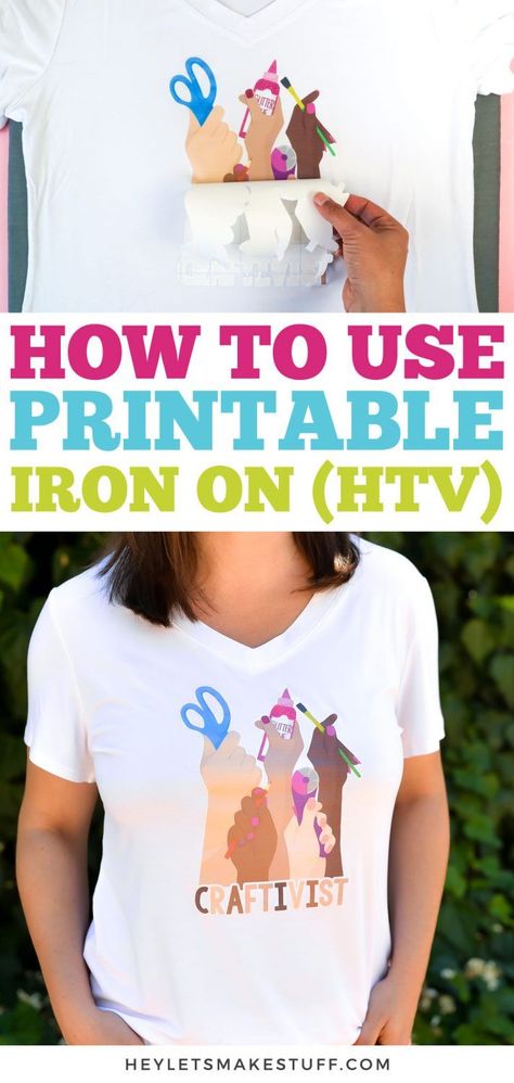 Your imagination is the only limit when it comes to printable iron on vinyl! Print out a design on printable iron on using your home printer and adhere to t-shirts, onesies, hats, and more! How To Make Iron On Transfers T Shirts, Htv Printable Vinyl, Printable Vinyl Cricut, Cricut Projects Iron On T Shirts, Printable Htv How To, Printable Htv Ideas, How To Print Iron On Transfer, How To Do Iron On Transfers T Shirts, Printable Htv Heat Transfer Vinyl