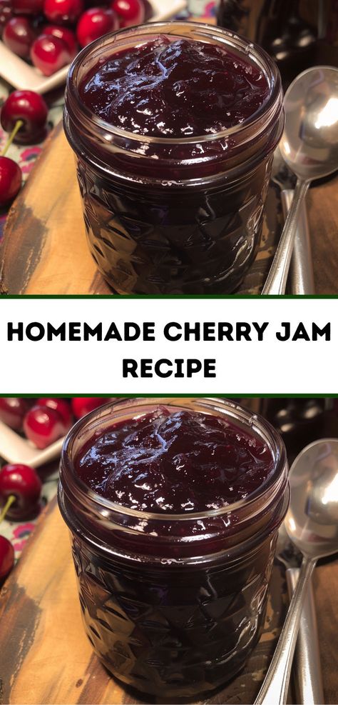 Looking for cherry recipes? Try this Homemade Cherry Jam Recipe. Perfect for dessert recipes, this cherry jam adds a delicious touch to any cherry dessert. Homemade Cherry Jam, Cherry Jam Recipe, Fresh Cherry Recipes, Cherry Jam Recipes, Breakfast Spread, Dessert Places, Recipe For Beginners, Cherry Jam, Cherry Desserts