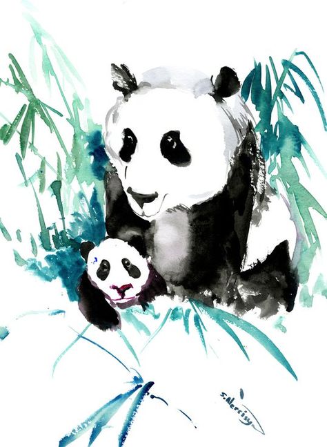 Buy Panda Bear, Watercolor by Suren Nersisyan on Artfinder. Discover thousands of other original paintings, prints, sculptures and photography from independent artists. Panda Watercolor, Panda Painting, Silhouette Sketch, Panda Art, Background Watercolor, Animal Silhouette, Leonid Afremov Paintings, Baby Panda, Sumi E