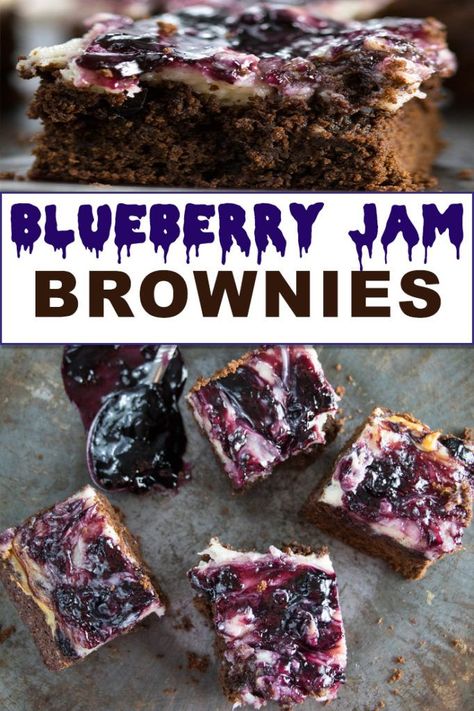 Jam Brownies, Marshmallow Dessert Recipes, The Salty Marshmallow, Salty Marshmallow, Bear Chocolate, Swirl Brownies, Brownie Toppings, Blueberry Jam, Blueberry Recipes