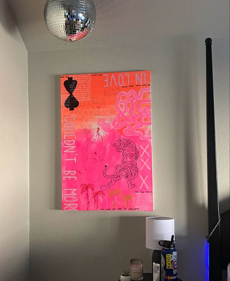 Photo Collage Painting, Neon Details, College Room Decor, Art Studio Space, Dorm Art, Ap Art, Art Inspiration Painting, Aesthetic Collage, Large Art