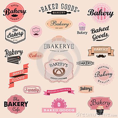 Set of vintage bakery badges and labels Bakery Labels, Bakery Names, 보고서 디자인, Vintage Bakery, Cute Bakery, Logos Vintage, Baking Logo, Vintage Logos, Interior Vintage