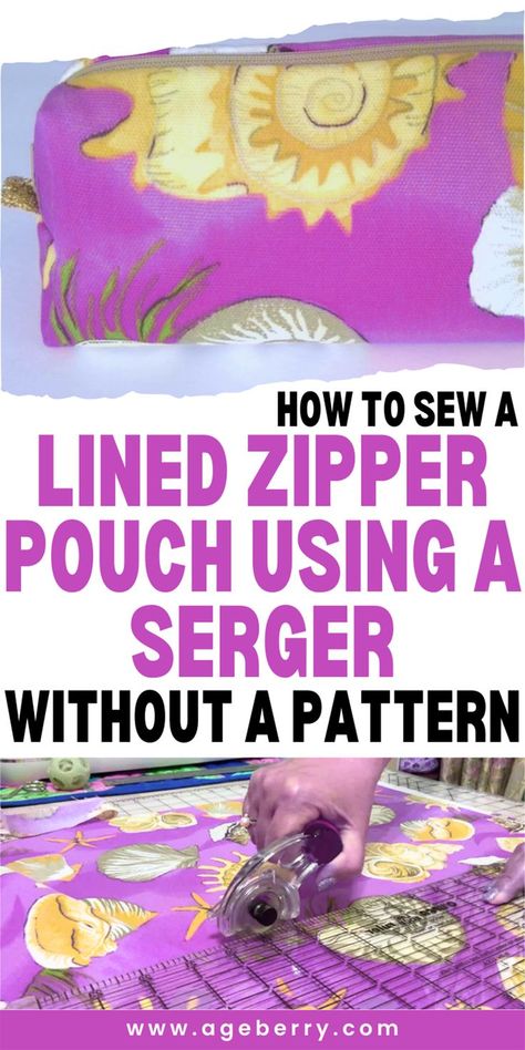 Master the art of sewing a lined zipper pouch using a serger with our detailed sewing tutorial, perfect for those who prefer to work without a pattern. This guide provides step-by-step instructions for creating a neat, professional-looking pouch with a serger, including tips on selecting fabrics, attaching the zipper, and achieving a clean finish. Ideal for crafters looking to enhance their serger skills, this project allows you to create a stylish and functional pouch for various uses. Easy Serger Projects, Serger Projects Beginner, Serger Patterns, Sewing For Dummies, Lined Zipper Pouch, Sewing Bias Tape, Serger Projects, Serger Stitches, Sewing Darts