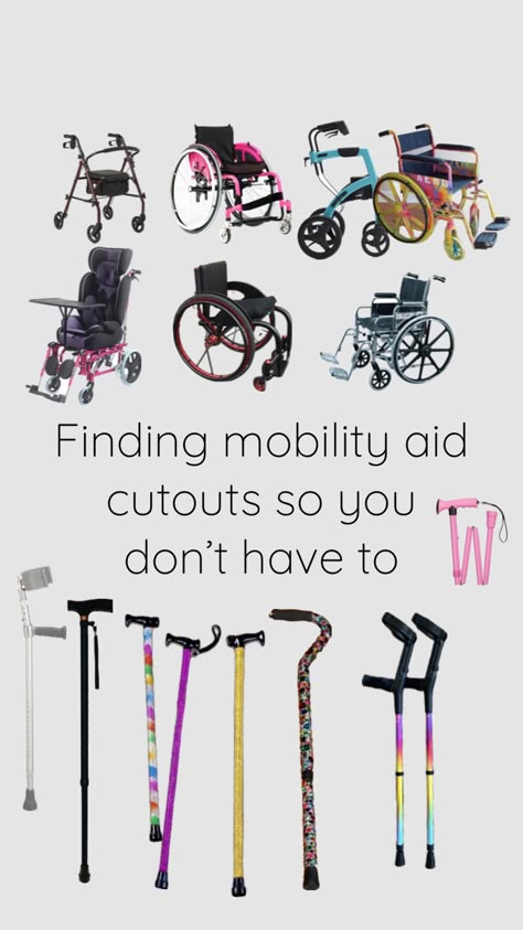 #mobilityaid #mobilityaids #crutches #walker #rollator #wheelchair #cane #walkingcane Wheel Chair Aesthetic, Wheelchair Poses, Cool Canes, Cripple Punk, Roll Clothes, Assistive Technology Devices, Physically Disabled, Prop Reference, Mobility Devices