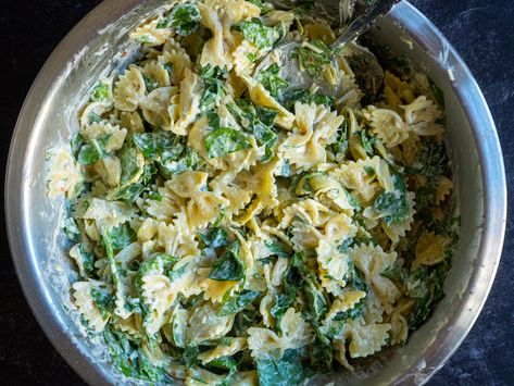 Spinach Artichoke Pasta Salad | 12 Tomatoes Spinach Artichoke Dip Pasta, Artichoke Dip Pasta, Artichoke Pasta Salad, Spinach Artichoke Pasta, Artichoke Salad, Artichoke Pasta, 12 Tomatoes, Bowtie Pasta, Spinach Artichoke Dip