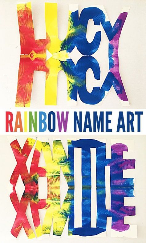 Name Art Ideas, Kids Name Art, Name Art Projects, Ideas Name, Project For School, School Age Activities, Preschool Art Projects, Rainbow Names, Jobs In Art