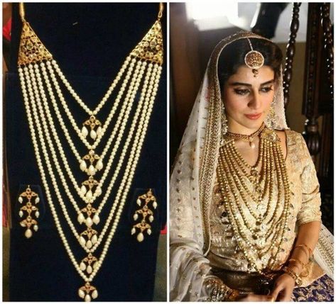 Hyderabadi Jewelry Pearl, Sathlada Jewellery, Satlada Necklace, Types Of Necklaces, Hyderabadi Jewelry, Antique Jewellery Designs, Pearl Necklace Designs, Bridal Accessories Jewelry, Antique Jewelry Indian