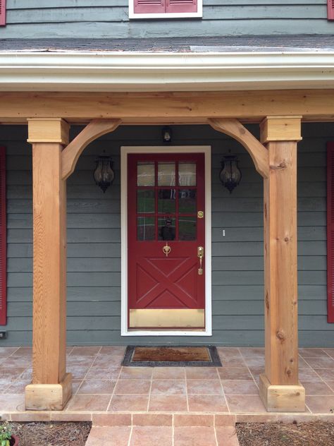 Front Entryway | Atlanta Curb Appeal Front Porch Posts, Veranda Design, Front Porch Columns, Custom Porch, Casa Hobbit, Front Porch Planters, Front Porch Makeover, Wooden Pillars, Porch Remodel