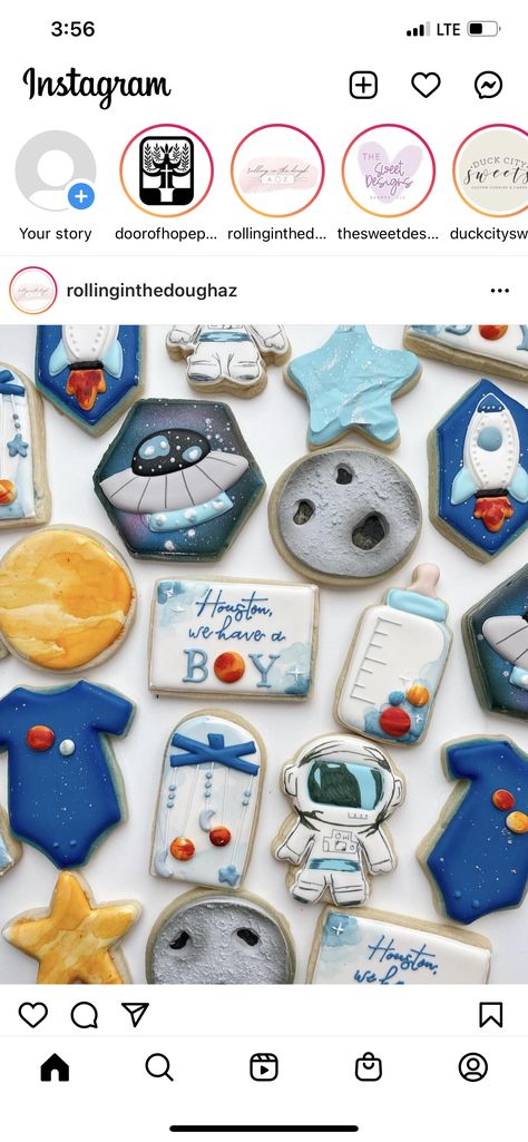 Shower Cookies, Space Baby, Baby Cookies, Baby Shower Cookies, Icing Cookies, Sweet Table, Space Theme, Royal Icing, A Boy