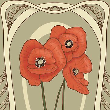 Poppies Art Nouveau, Mountain Quilt, Elizabeth Miller, Mountain Quilts, Poppy Art, Poppy Design, Wedding Welcome Signs, Flower Illustration, Poppy Flower