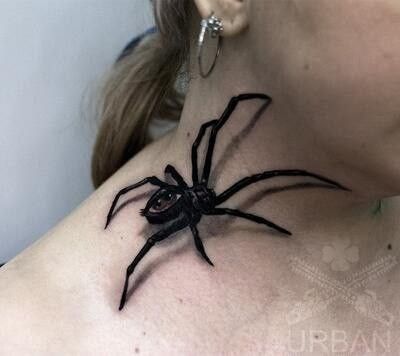 Black Widow Spider Tattoo, Tattoo On Neck, Insect Tattoo, Tattoo Inspiration Men, Spider Tattoo, Creepy Tattoos, 3d Tattoos, Tattoo Font, Skull Tattoo Design