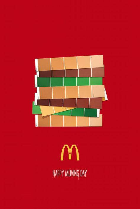 McDonald's lanza campaña grafica con muestras d... - Frogx Three Mcdonalds Campaign, Mc Donald Ads, Ad Campaign Design, Happy Moving Day, Mcdonalds Burger, Box Poster, Guerrilla Marketing, Logos Retro, Celebration Design