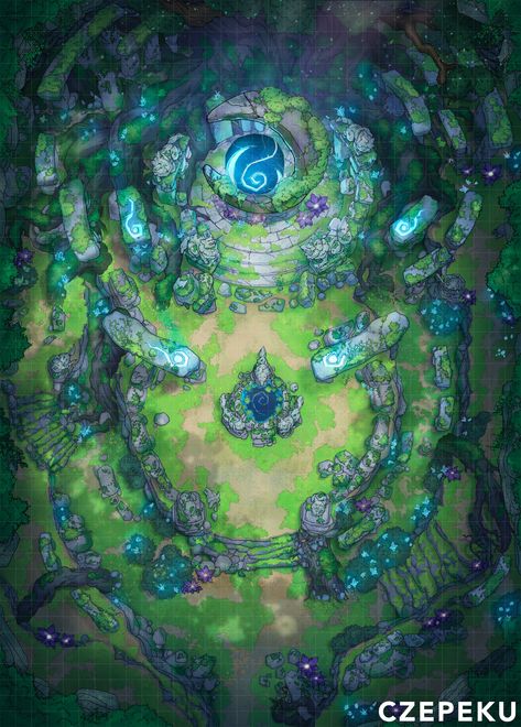 What will this Druid's Grove Map become in your world? Dnd Tree Map, Feywild Map, Dnd Forest Map, Druid Grove, Dnd Battle Maps, Map Rpg, Night Autumn, Dnd Druid, Autumn Dark