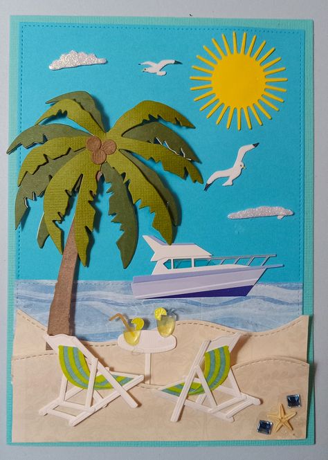 Beach Diorama, Holiday Homework, Class Theme, Hand Made Greeting Cards, Mandala Art Lesson, Paper Style, Beach Diy, Board Decoration, Diy Gift Wrapping