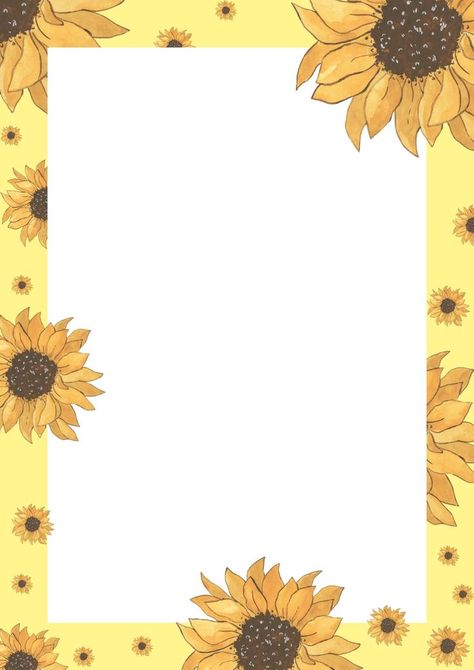 Page Border,paper border, border, printables, stationary, background border, decorative border Aesthetic Sunflower, January Art, Sunflower Designs, Fall Paper Crafts, Colorful Borders Design, Front Page Design, Sunflowers Background, Border Templates, Page Decoration