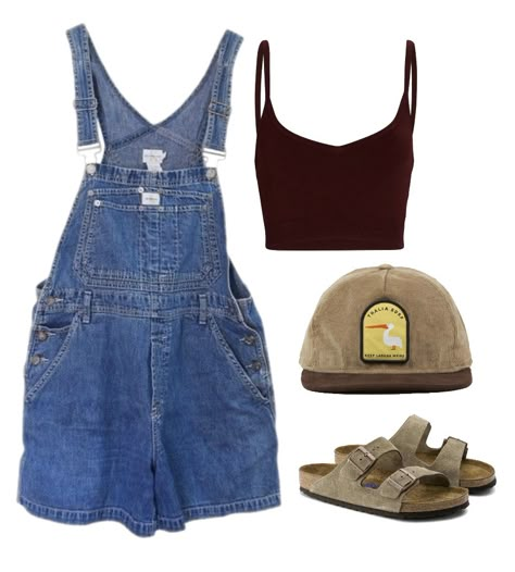 90s Summer Outfits Vintage, Coastal Grunge Outfits, Vintage Medium Wash Overalls For Summer, 90’s Summer Outfits, 90s Style Denim Shortalls, Granola Grunge, Summer Camp Aesthetic Outfits, 90s Summer Outfits, Vintage Medium Wash Overalls With Pockets