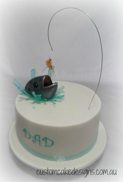 Splashing Fish Cake - Cake by Custom Cake Designs Gone Fishing Cake, Fisherman Cake, Fish Cake Birthday, 40th Cake, Dad Birthday Cakes, Cool Cake Designs, Cake Decorator, Xmas Cake, Buy Cake