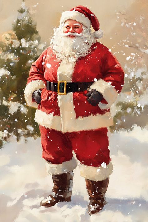 🎅✨ Embrace the magic of the season with Maud Humphrey's charming painting of Santa Claus! Dressed in his iconic red suit against a soft beige backdrop, this artwork captures the warmth and joy of Christmas. Perfect for adding a nostalgic touch to your holiday decor! 🎄❤️ #SantaClaus #ChristmasArt #MaudHumphrey #HolidayDecor #Nostalgia... Santa Claus Pictures, Beige Backdrop, Santa Claus Images, Bob Ross Paintings, Snowy Landscape, Vibes Art, Red Suit, Christmas 2015, Soft Beige