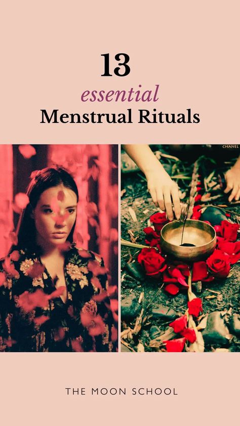 A Guide to Menstrual Rituals: 13 Best Ways to Honor Your Sacred Blood Cycle Menstrual Rituals, Red Moon Cycle, Menstrual Blood, Witch Powers, Womb Healing, Moon Time, Witch Rituals, Easy Spells, Red Tent