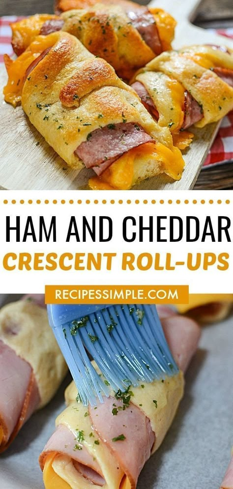 Crescent Roll Ups, Healthy Ham, Ham And Cheese Roll Ups, Easy Ham, Queso Cheddar, Crescent Roll Recipes, Dinner Recipes Easy Quick, Crescent Roll, Dinner Healthy