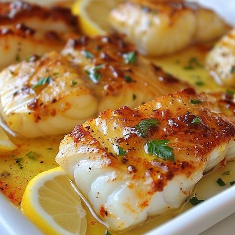 Butter Baked Cod, Cod Fish Recipes Baked, Baked Cod Recipes, Cod Fish Recipes, Fish Recipes Baked, Grandma's Recipes, Cod Recipes, Lemon Butter Sauce, Fish Recipes Healthy