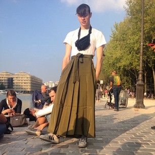 Or casual. | 33 Men Who Rocked Skirts And Looked Super Hot Doing So Boys In Skirts, Guys In Skirts, Men Wearing Skirts, Skirt Aesthetic, Gender Fluid Fashion, Genderless Fashion, Long Skirt Outfits, Queer Fashion, Androgynous Fashion