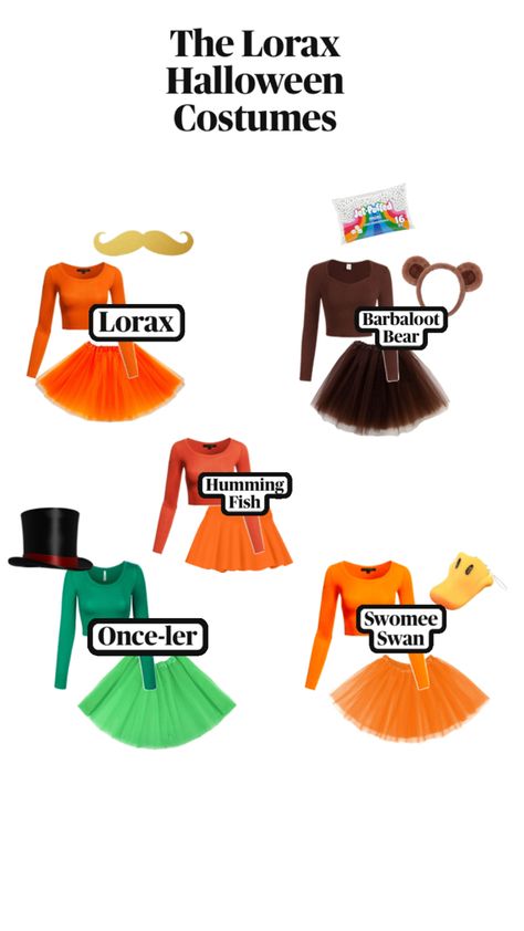 3 Person Costume, Lorax Halloween, Lorax Costume, Trio Costumes, Halloween Duos, Classy Halloween Costumes, Matching Halloween Costumes, Trio Halloween Costumes, Halloween Coustumes