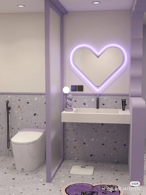 Purple Aesthetic Bathroom, Purple Bathroom Aesthetic, Purple House Aesthetic, Lilac Bathroom Ideas, Purple Butterfly Room, Lilac Bathroom, Purple Interior Design, Baños Shabby Chic, Butterfly Room Decor