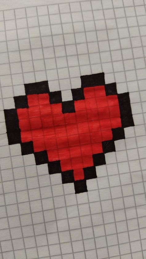 Pixel Art Coeur, Pixlr Art, Minecraft Heart, Square Drawing, Cristiano Jr, Card For Birthday, Minecraft Drawings, Pixel Heart, Easy Pixel Art