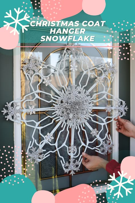 Coat Hanger Snowflake, Hanger Snowflake, Christmas Decor Ideas 2023, Diy Christmas Snowflakes, Outdoor Christmas Decorations Yard, Christmas Decor Ideas Outdoor, Christmas Coat, Hanger Crafts, Snow Flakes Diy