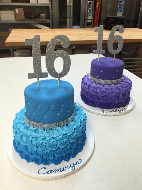 Sweet 16 Cakes for Twins Twin Sweet 16 Ideas, Sweet 16 Twins, Cakes For Twins, Sweet Sixteen Birthday Party Ideas, Twins Cake, Sweet 16 Cakes, 16 Cake, Sweet Sixteen Birthday, Girls 16