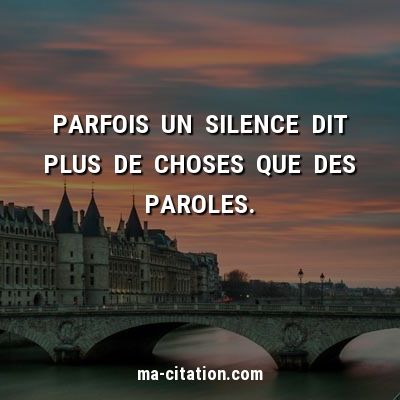 Parfois un silence dit plus de choses que des paroles. | Ma-Citation.com #vie #citation #frenchquote Citation Silence, Quote Citation, Proverbs Quotes, Bad Mood, Positive Mind, New Quotes, Story Time, Proverbs, Ideas Style