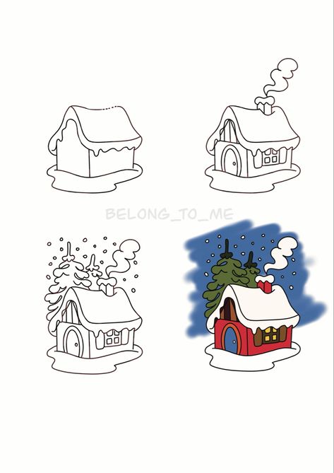 Here is i made google sketches step by step , So you can draw easily. How To Draw Snowy Landscape, Snow Animals Drawing, Snow House Drawing, Snow Drawing Easy, Mulan Drawing, Sketches Step By Step, House Drawing Easy, How To Draw Snow, Xmas Windows